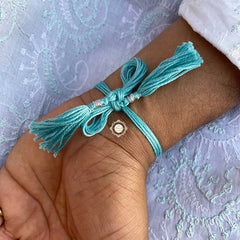 Sterling Silver Floral Paradise Rakhi (Turquoise)