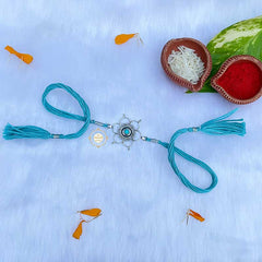 Sterling Silver Floral Paradise Rakhi (Turquoise)