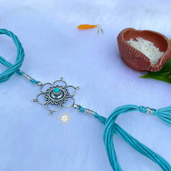 Sterling Silver Floral Paradise Rakhi (Turquoise)