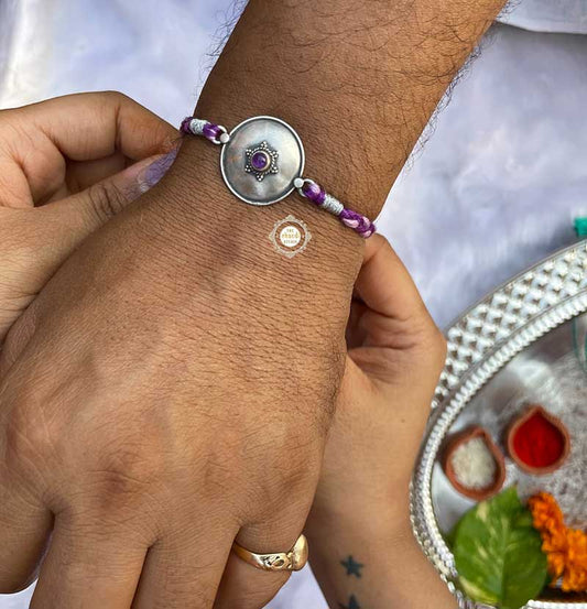 Sterling Silver You Are My Star Rakhi (Amethyst)