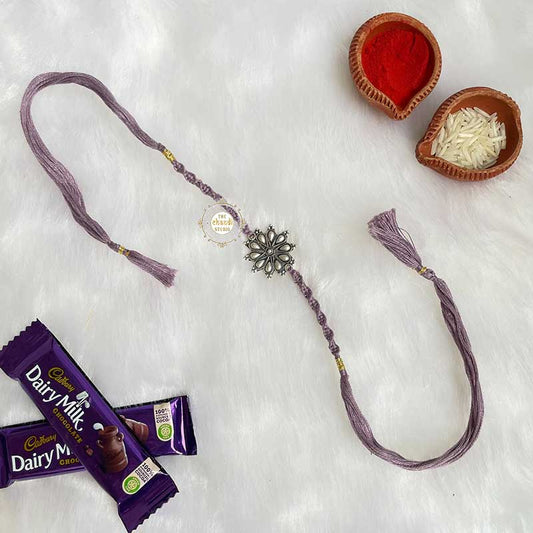 Sterling Silver Lavender Flower Rakhi