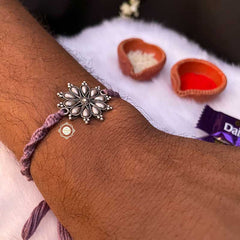 Sterling Silver Lavender Flower Rakhi