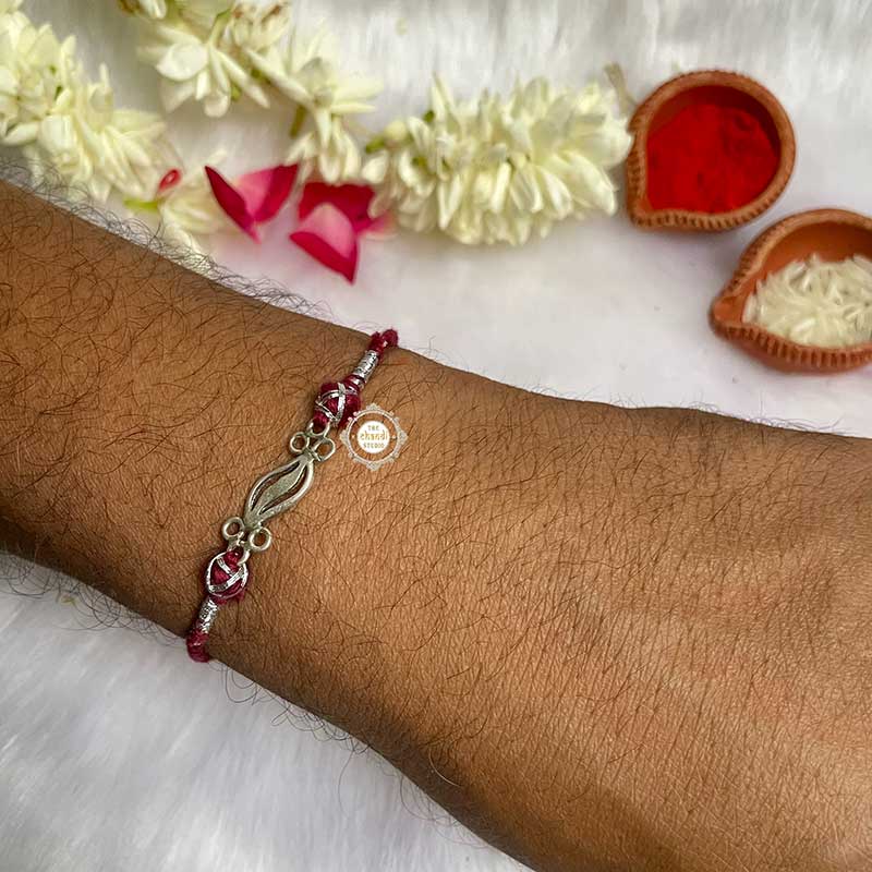 Sterling Silver Strong Bond Rakhi (Maroon)