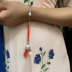 Sterling Silver Lumba Rakhi (Orange)