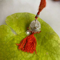 Sterling Silver Lumba Rakhi (Orange)