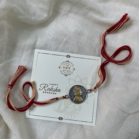 Sterling Silver Do Rukha Queen Coin Rakhi