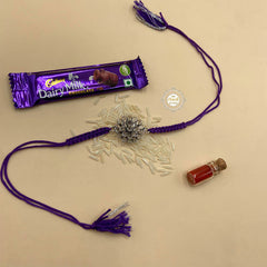 Sterling Silver Glass Stone Rakhi (Purple)