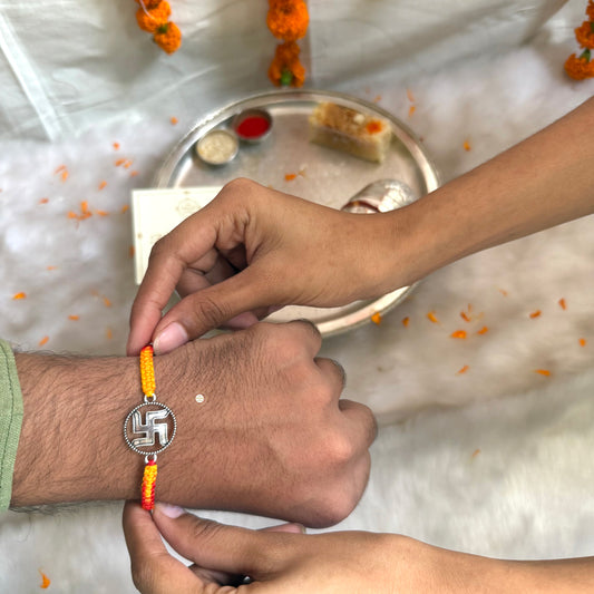 Sterling Silver Swastik Rakhi