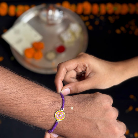 Pure Silver Rakhi with Meenakari Work