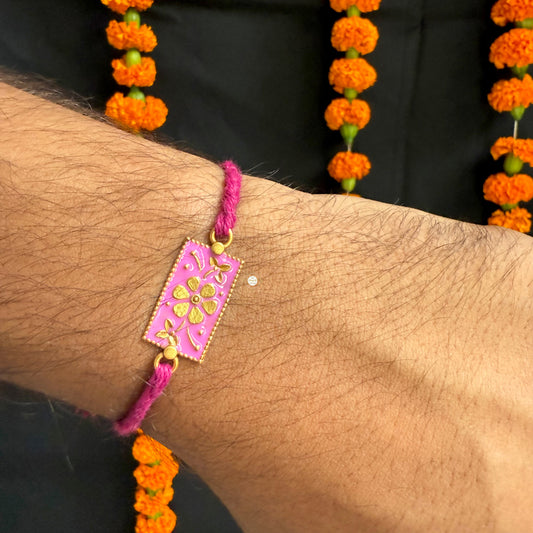 Sterling Silver Meenakari Rakhi