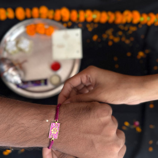 Sterling Silver Meenakari Rakhi