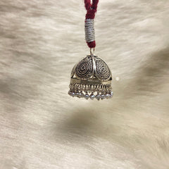Sterling Silver Lumba Rakhi (Maroon)