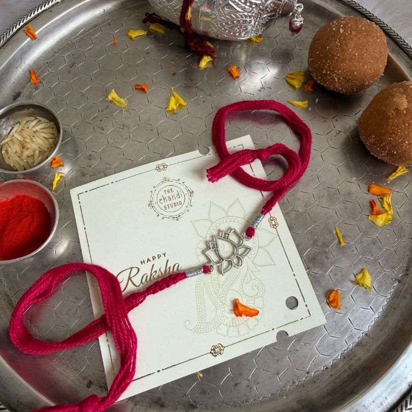 Sterling Silver Lotus Rakhi