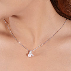 Sterling Silver Sparkling Silver Pearl Whisper Necklace Set