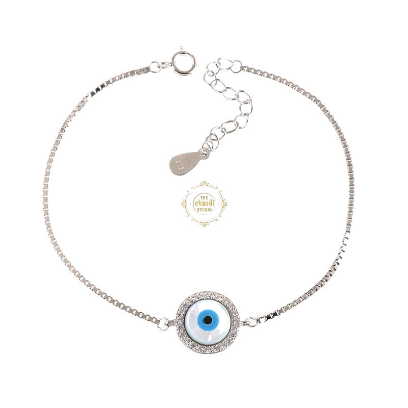 Sparkling Silver Treasure Evil Eye Bracelet