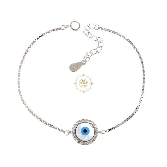 Sparkling Silver Treasure Evil Eye Bracelet