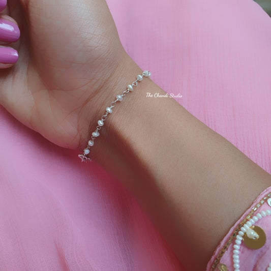 Single Line Pearls Of Joy Bracelet