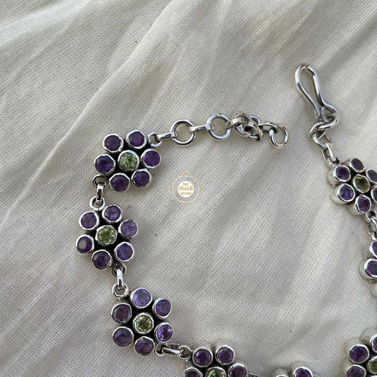 Amethyst Peridot Flower Bracelet