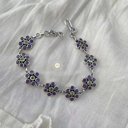 Amethyst Peridot Flower Bracelet