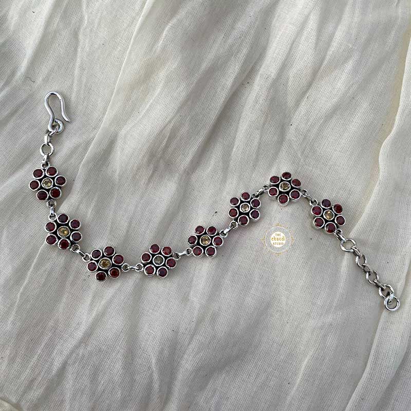 Citrine Garnet Flower Bracelet (Piece)