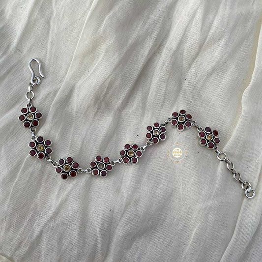 Citrine Garnet Flower Bracelet (Piece)