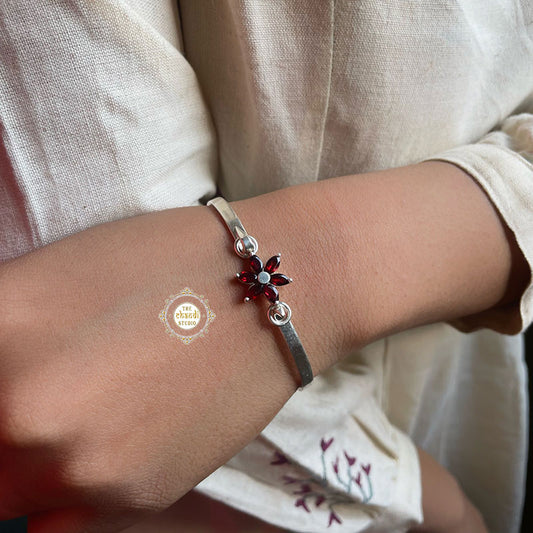 Rustic Romance Openable Flower Bracelet Garnet