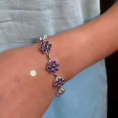 Amethyst Garnet Flower Bracelet