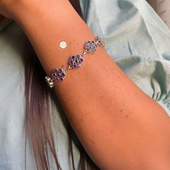 Amethyst Garnet Flower Bracelet