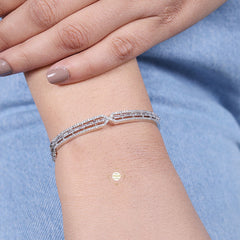 Sparkling Silver Blushing Blossom Cuff