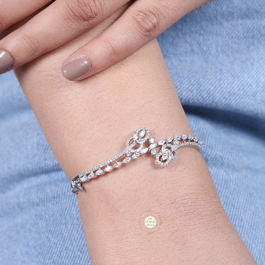 Sparkling Silver Blushing Blossom Cuff