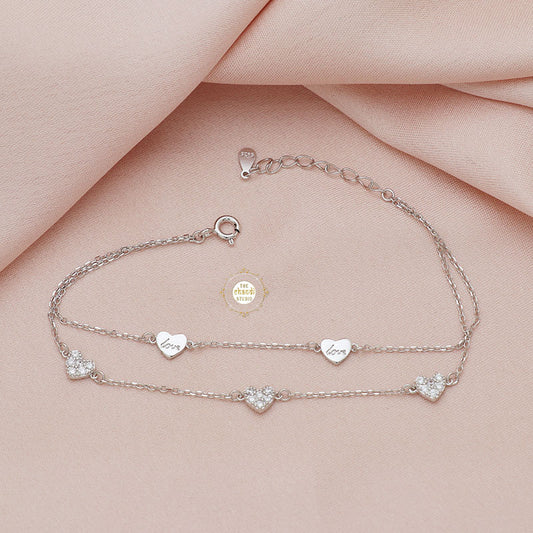 Sparkling Silver Heart Bracelet