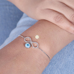 Sparkling Silver Infinity Evil Eye Bracelet