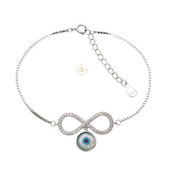 Sparkling Silver Infinity Evil Eye Bracelet