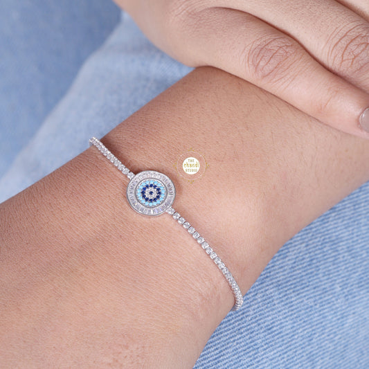 Sparkling Silver Classic Evil Eye Bracelet