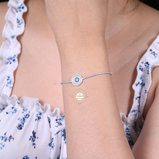 Sparkling Silver Classic Evil Eye Bracelet