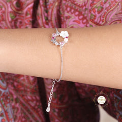 Sprkling Silver Floral Bracelet