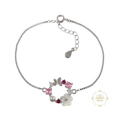 Sprkling Silver Floral Bracelet