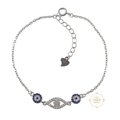 Sparkling Silver Evil Eye Bracelet