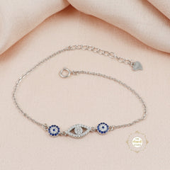 Sparkling Silver Evil Eye Bracelet