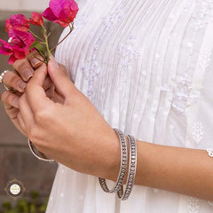 Sterling Silver Classic Glass Bangle