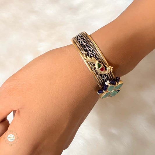 Sterling Silver Turquoise Kada (Piece)