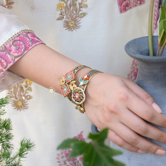 Sterling Silver Enamel Kada (Piece)