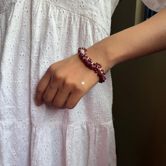 Sterling Silver Natural Garnet Bracelet