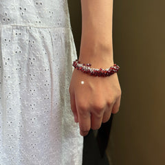 Sterling Silver Natural Garnet Bracelet