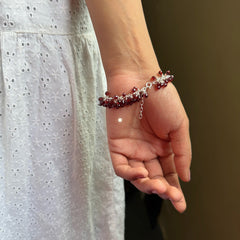Sterling Silver Natural Garnet Bracelet