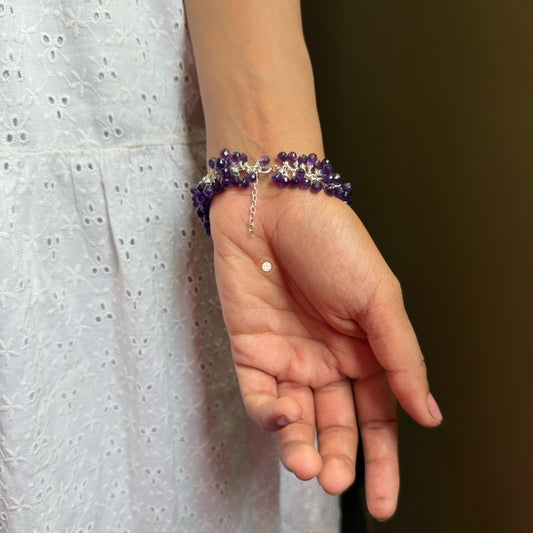 Sterling Silver Natural Amethyst Bracelet