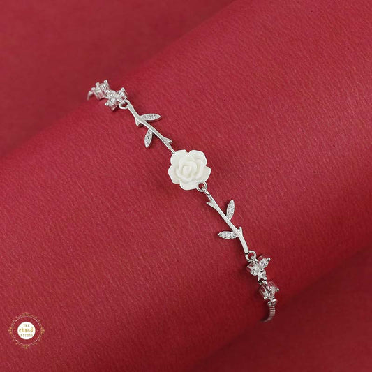 Sterling Silver Sparkling Elegant Bloom Bracelet