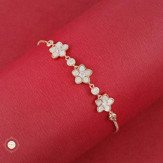 Sparkling Silver Delicate Flower Trail  Bracelet