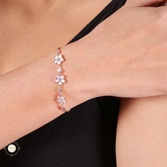 Sparkling Silver Delicate Flower Trail  Bracelet