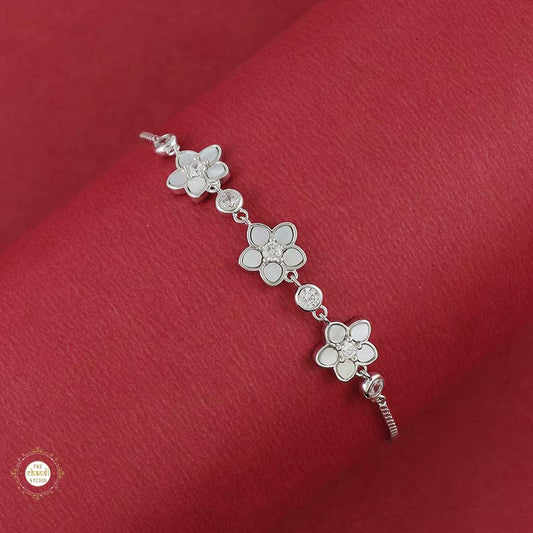 Sparkling Silver Delicate Flower Trail  Bracelet